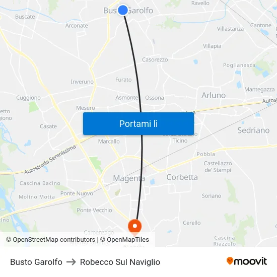 Busto Garolfo to Robecco Sul Naviglio map