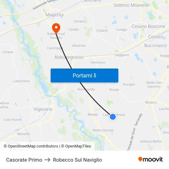 Casorate Primo to Robecco Sul Naviglio map
