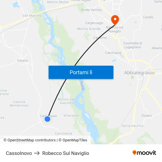 Cassolnovo to Robecco Sul Naviglio map