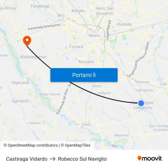 Castiraga Vidardo to Robecco Sul Naviglio map