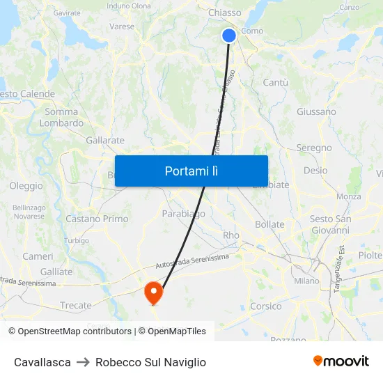 Cavallasca to Robecco Sul Naviglio map