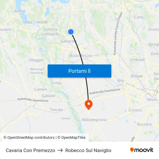 Cavaria Con Premezzo to Robecco Sul Naviglio map