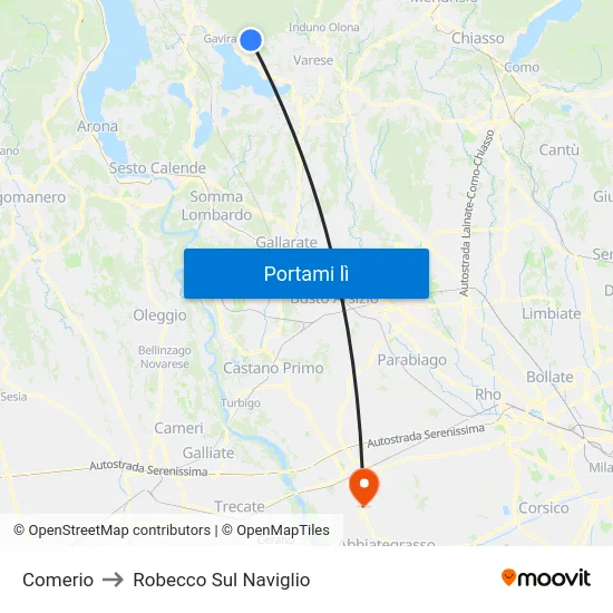 Comerio to Robecco Sul Naviglio map