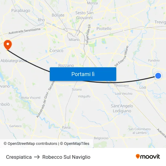Crespiatica to Robecco Sul Naviglio map