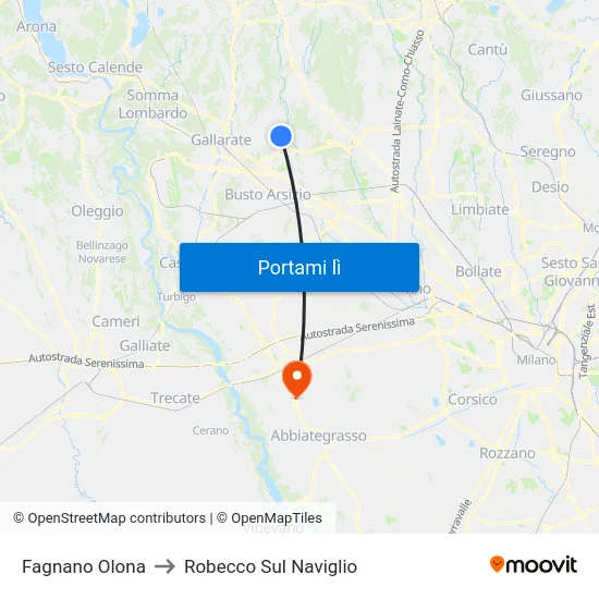 Fagnano Olona to Robecco Sul Naviglio map