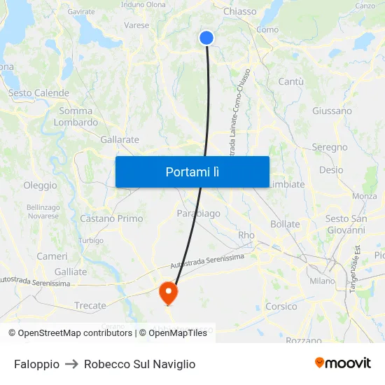 Faloppio to Robecco Sul Naviglio map