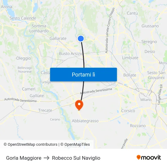 Gorla Maggiore to Robecco Sul Naviglio map