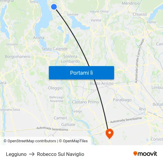 Leggiuno to Robecco Sul Naviglio map