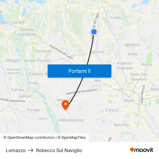 Lomazzo to Robecco Sul Naviglio map