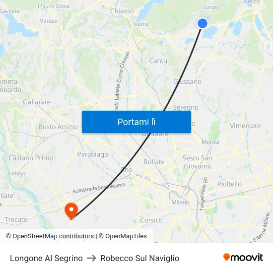 Longone Al Segrino to Robecco Sul Naviglio map