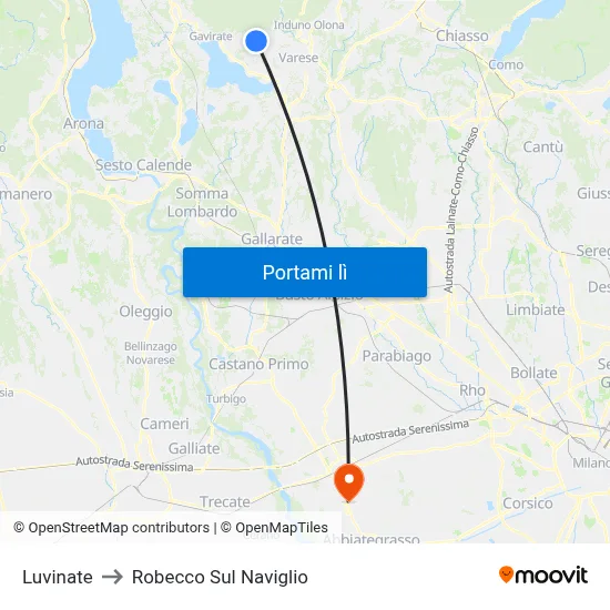 Luvinate to Robecco Sul Naviglio map