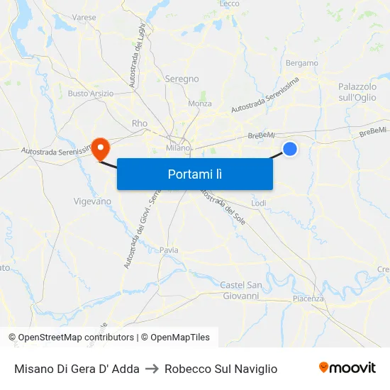 Misano Di Gera D' Adda to Robecco Sul Naviglio map