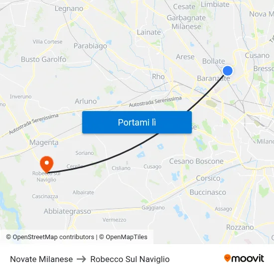 Novate Milanese to Robecco Sul Naviglio map
