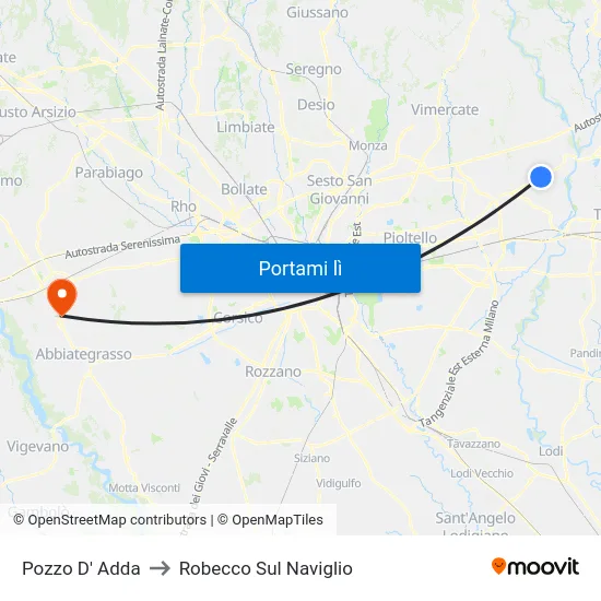 Pozzo D' Adda to Robecco Sul Naviglio map
