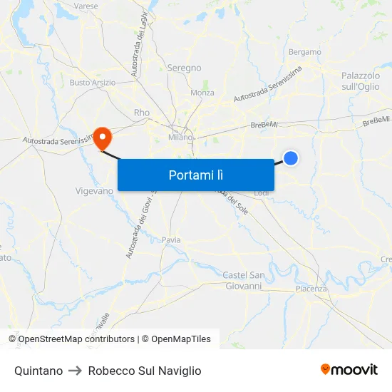 Quintano to Robecco Sul Naviglio map