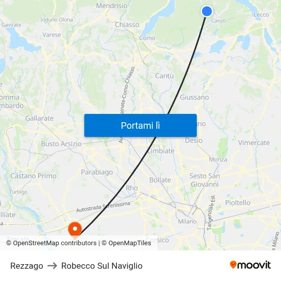 Rezzago to Robecco Sul Naviglio map