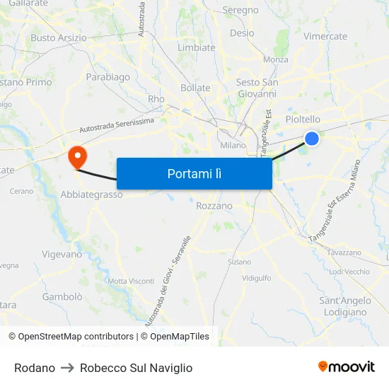 Rodano to Robecco Sul Naviglio map