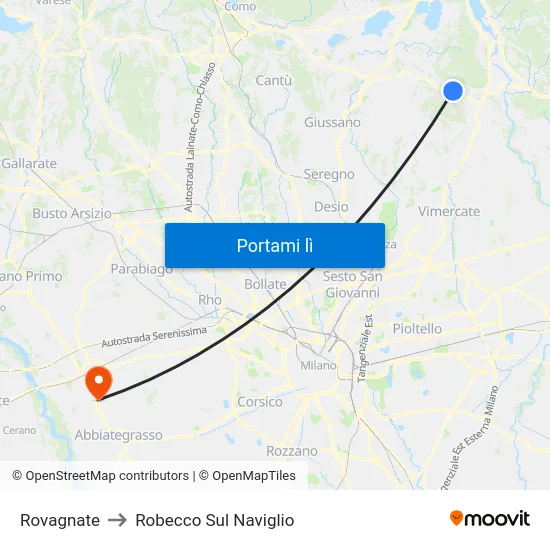 Rovagnate to Robecco Sul Naviglio map