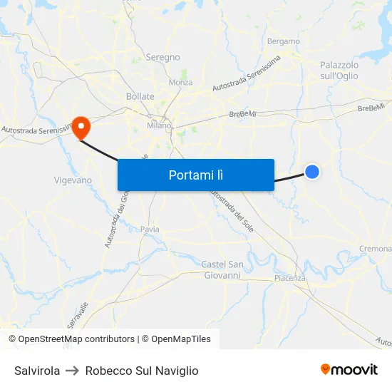 Salvirola to Robecco Sul Naviglio map