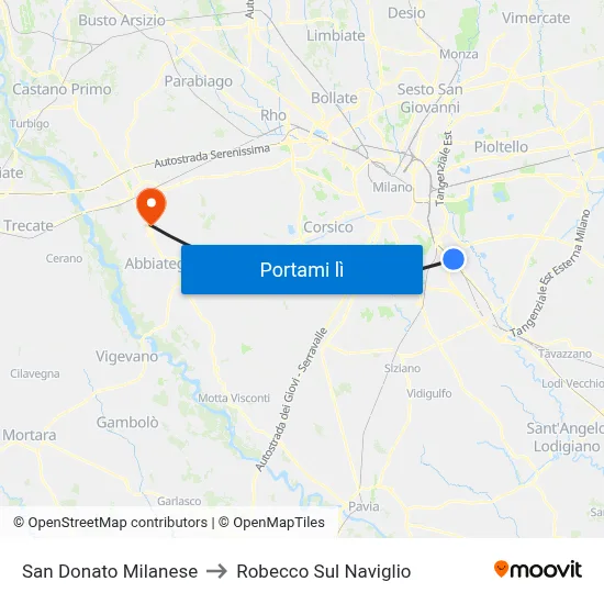 San Donato Milanese to Robecco Sul Naviglio map