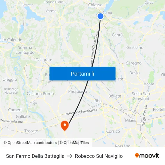 San Fermo Della Battaglia to Robecco Sul Naviglio map