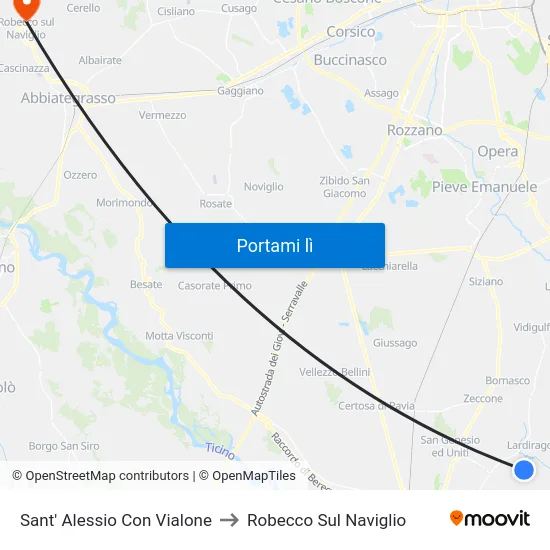 Sant' Alessio Con Vialone to Robecco Sul Naviglio map