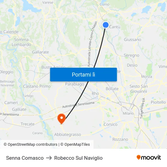 Senna Comasco to Robecco Sul Naviglio map