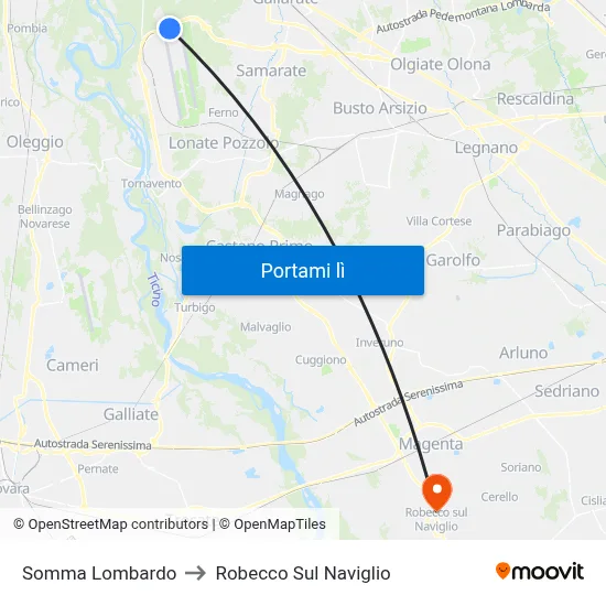 Somma Lombardo to Robecco Sul Naviglio map
