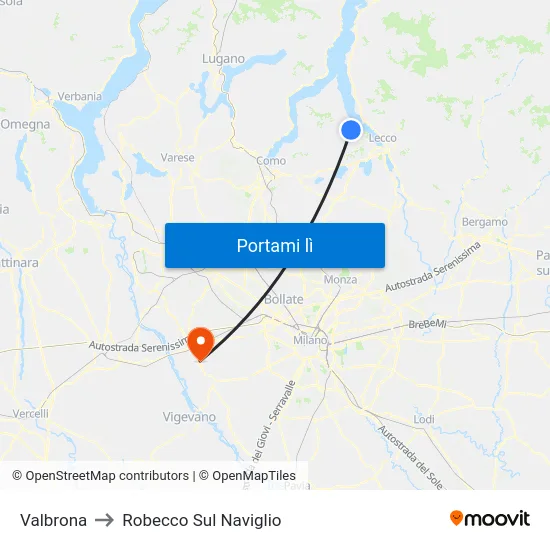 Valbrona to Robecco Sul Naviglio map