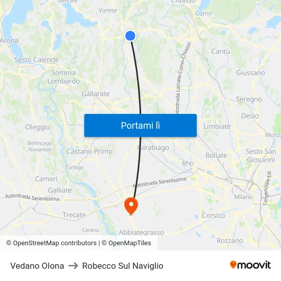 Vedano Olona to Robecco Sul Naviglio map