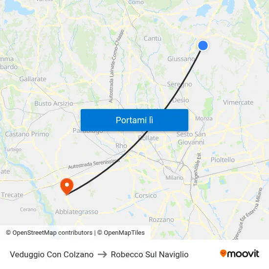 Veduggio Con Colzano to Robecco Sul Naviglio map