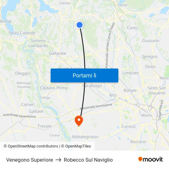 Venegono Superiore to Robecco Sul Naviglio map