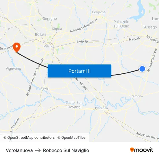 Verolanuova to Robecco Sul Naviglio map