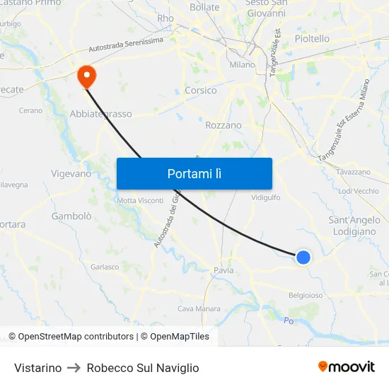 Vistarino to Robecco Sul Naviglio map