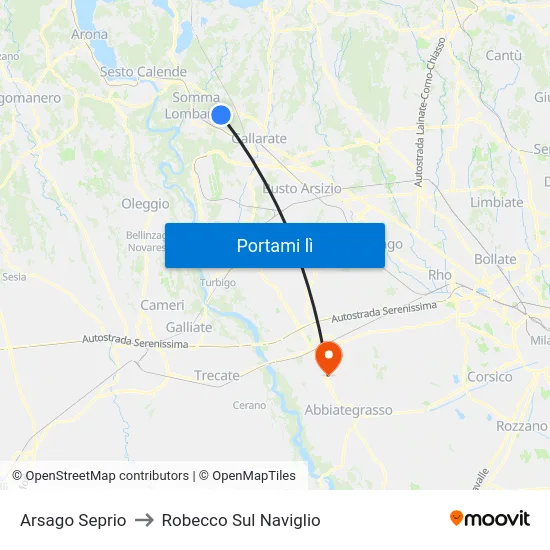 Arsago Seprio to Robecco Sul Naviglio map