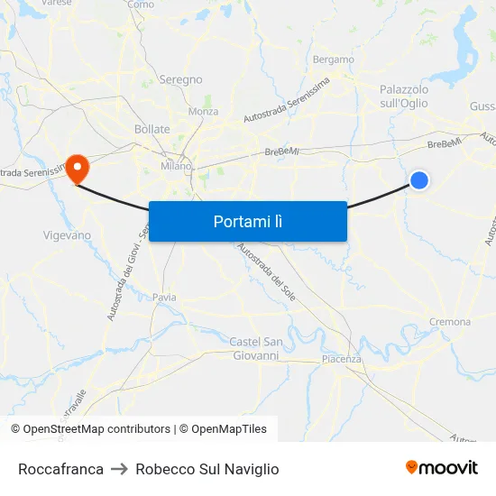 Roccafranca to Robecco Sul Naviglio map