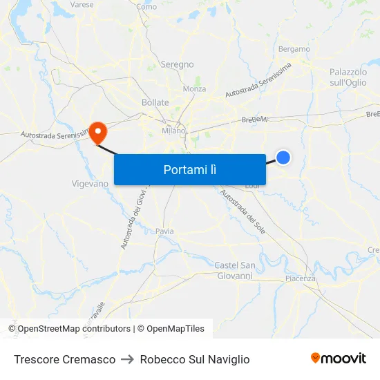 Trescore Cremasco to Robecco Sul Naviglio map