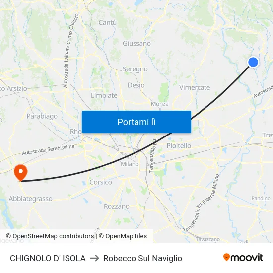 CHIGNOLO D' ISOLA to Robecco Sul Naviglio map