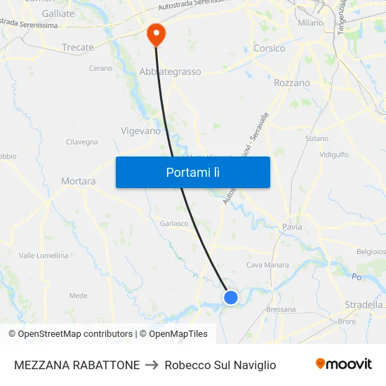 MEZZANA RABATTONE to Robecco Sul Naviglio map