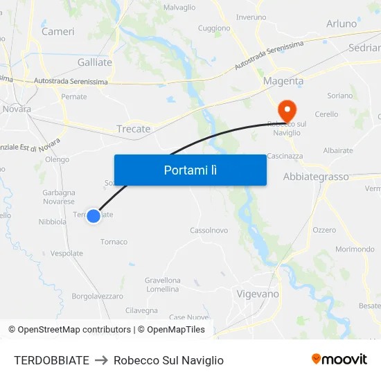 TERDOBBIATE to Robecco Sul Naviglio map