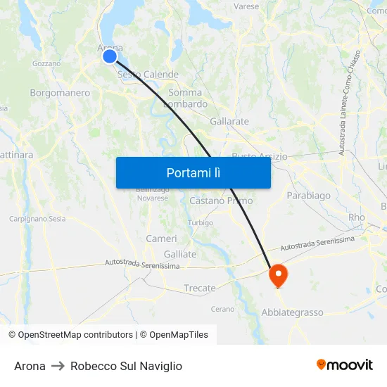 Arona to Robecco Sul Naviglio map
