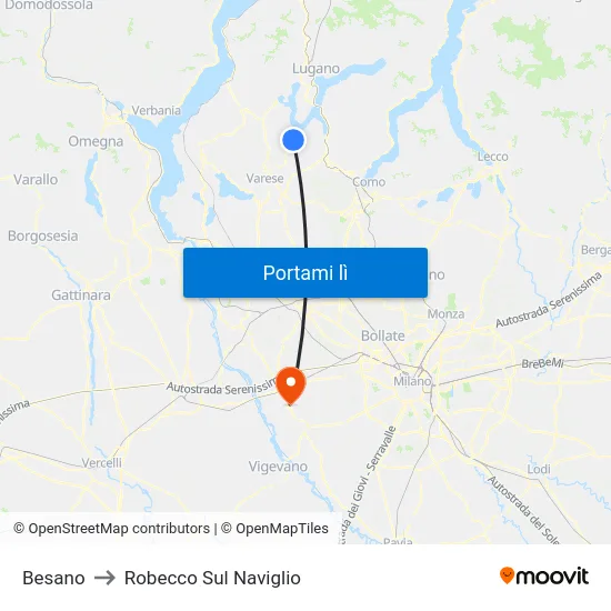 Besano to Robecco Sul Naviglio map
