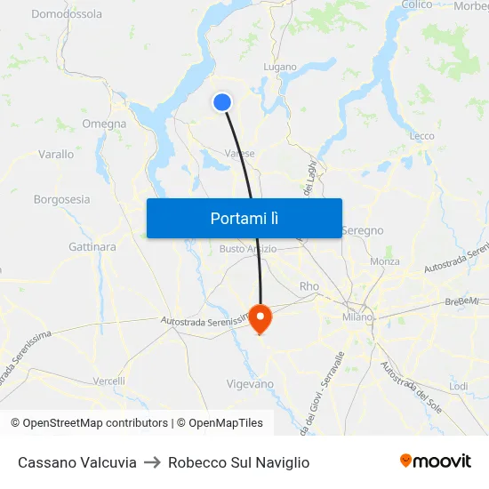 Cassano Valcuvia to Robecco Sul Naviglio map
