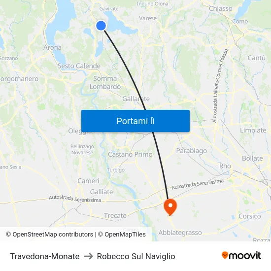 Travedona-Monate to Robecco Sul Naviglio map
