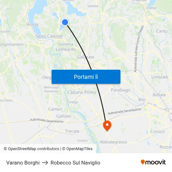 Varano Borghi to Robecco Sul Naviglio map