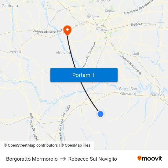 Borgoratto Mormorolo to Robecco Sul Naviglio map
