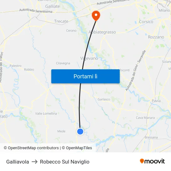 Galliavola to Robecco Sul Naviglio map