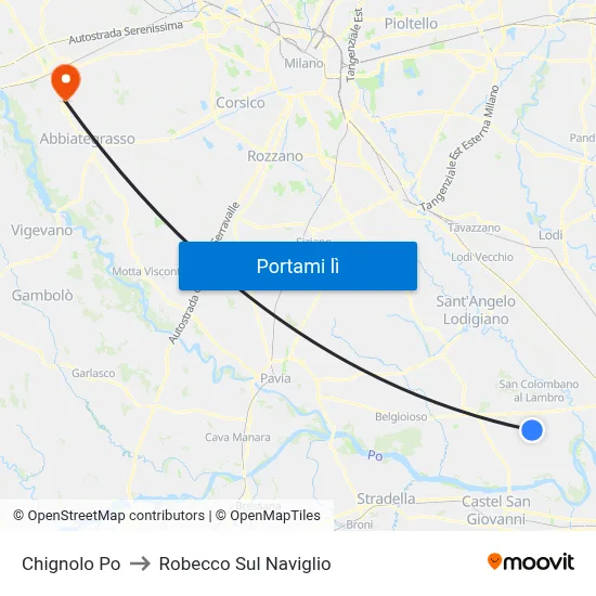 Chignolo Po to Robecco Sul Naviglio map
