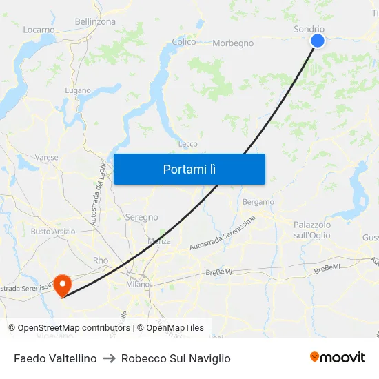 Faedo Valtellino to Robecco Sul Naviglio map