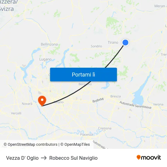 Vezza D' Oglio to Robecco Sul Naviglio map